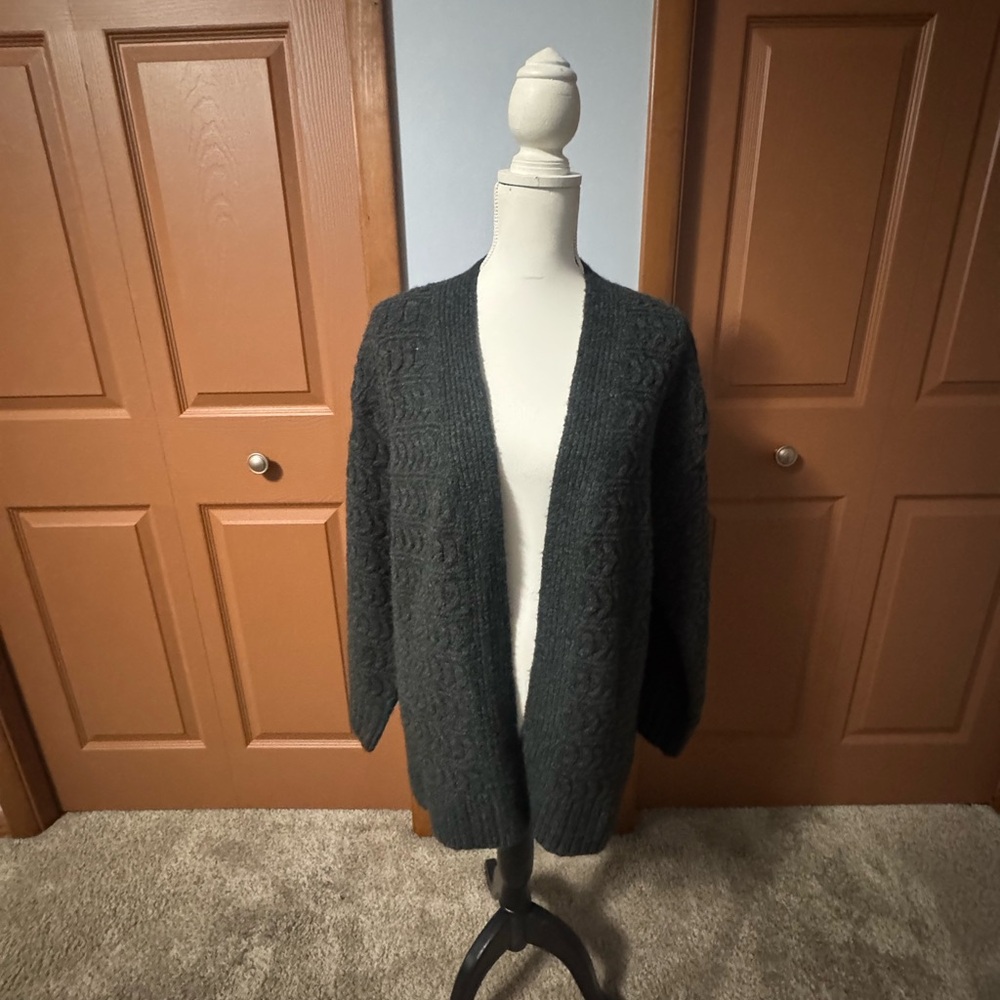 Universal Thread Charcoal Open-Front Cable Knit Cardigan